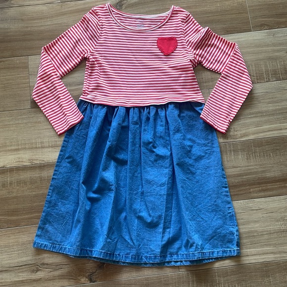 NWOT Carters Valentine Striped Chambray Dress - Picture 9 of 9